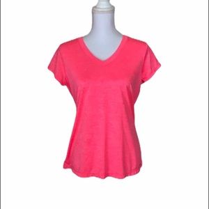 Xersion Activewear V-Neck Top Hot Pink Size Large NWOT Athletic Tee
